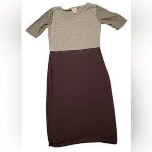 Lularoe size XS Two-Tone bodycon gray & black short sleeve midi Dress